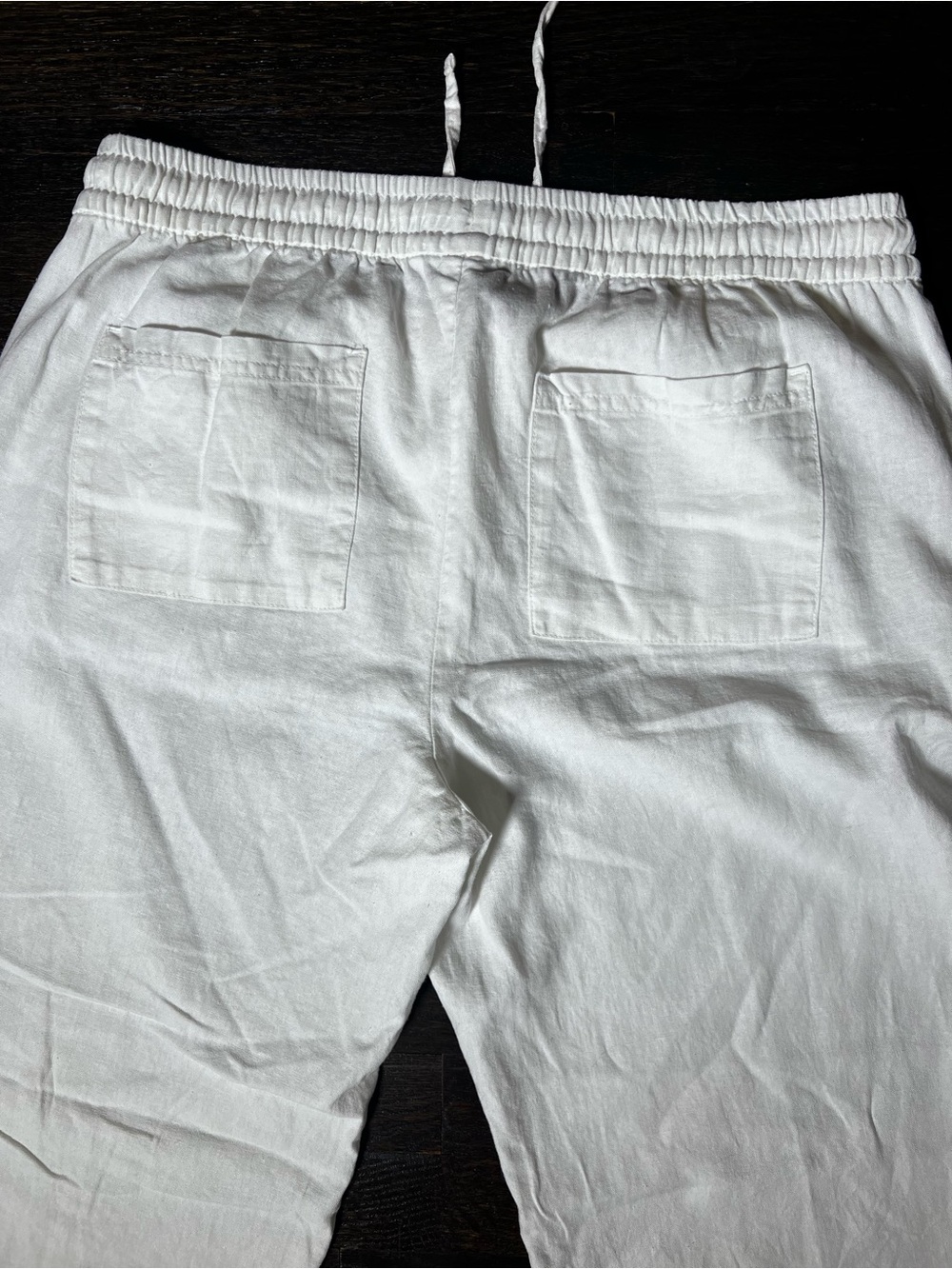 Old Navy Bright White High-Waisted Linen Blend Super Wide Leg Pants Large - Picture 7 of 9